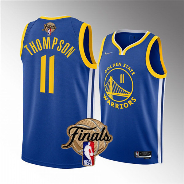 Men's Golden State Warriors #11 Klay Thompson Royal 2022 Finals Stitched Basketball Jersey - Click Image to Close